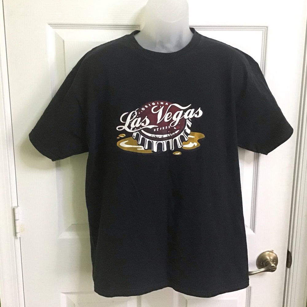 Las Vegas Graphic T-shirt Unisex Black Travel Vacation Party Fun Sz Large XLarge
